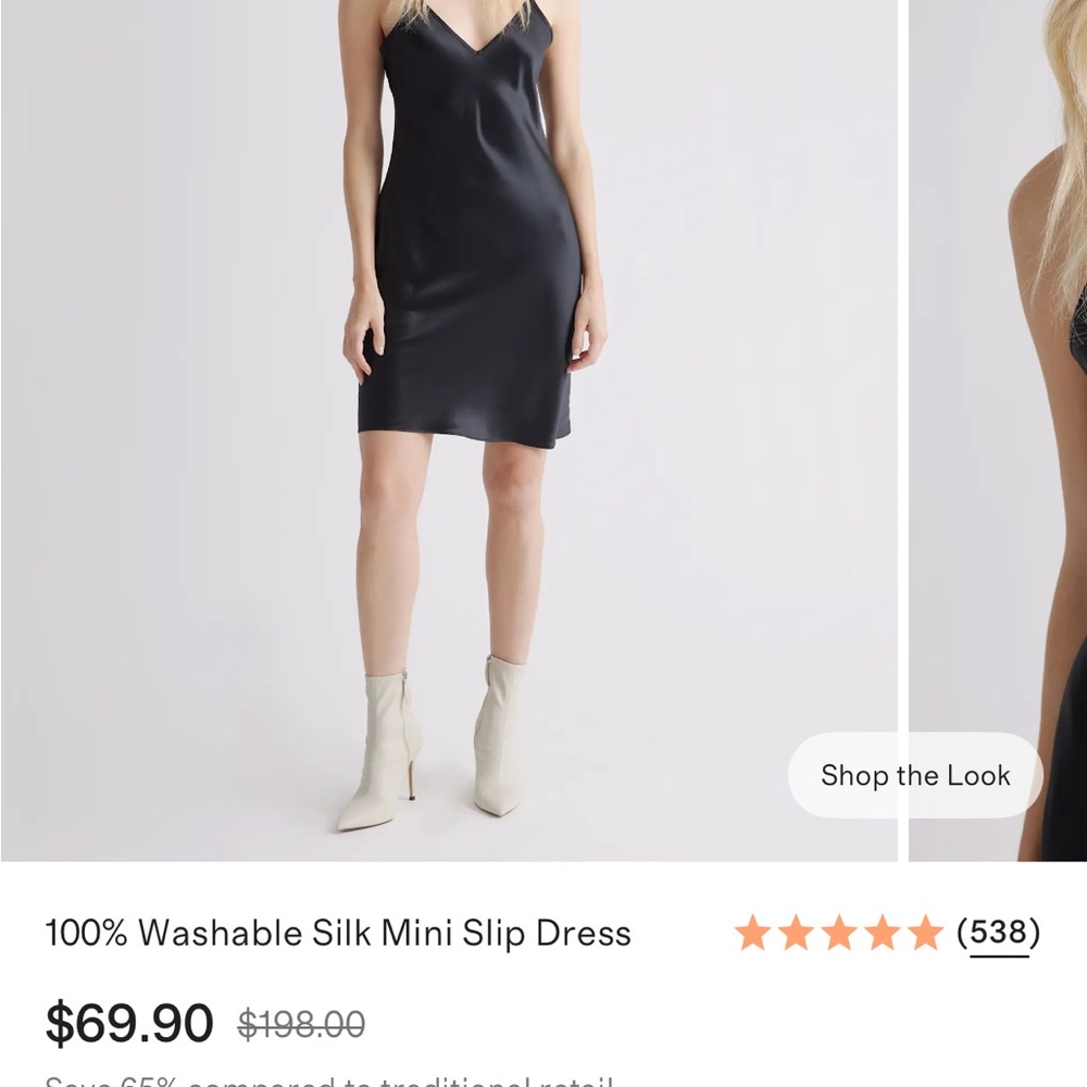 Quince Black Silk Mini Slip Dress